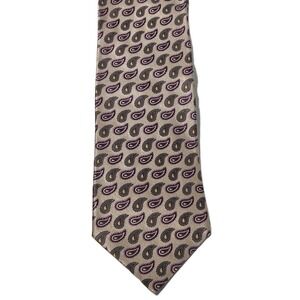 ERMENEGILDO ZEGNA Men's 100% Silk Necktie ITALY Paisley Brown